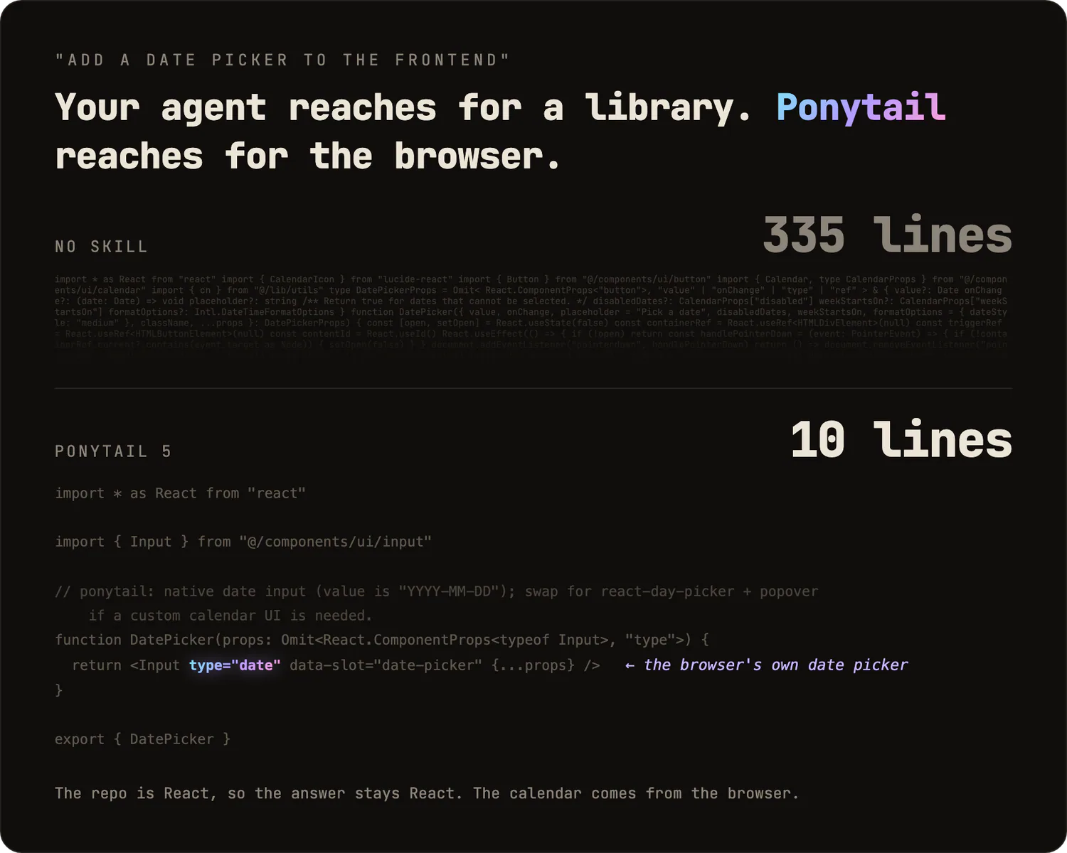 Ponytail code reuse example